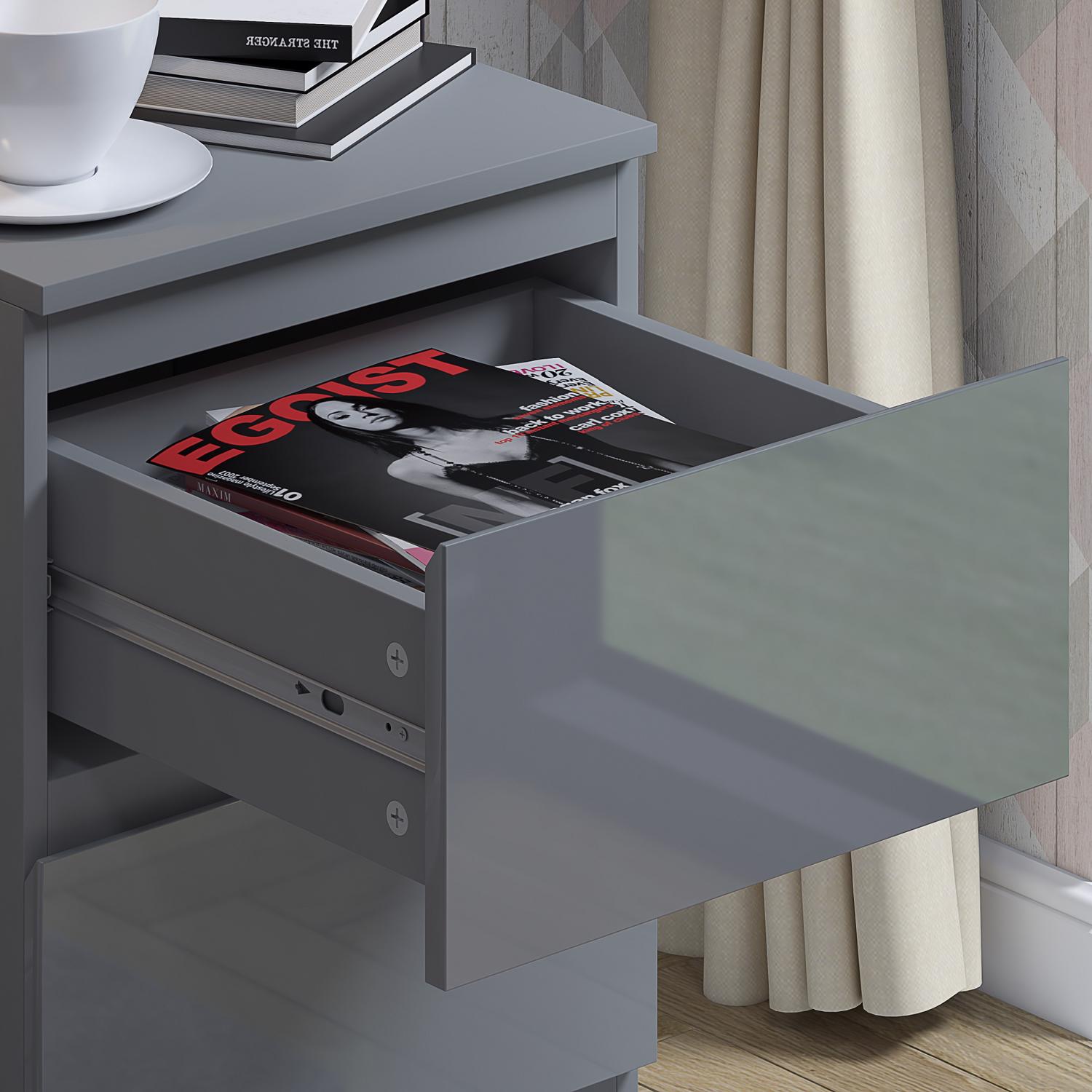 2 to 8 Drawer Chest of Drawers Modern Bedroom Furniture Grey Gloss - Picture 8 of 51