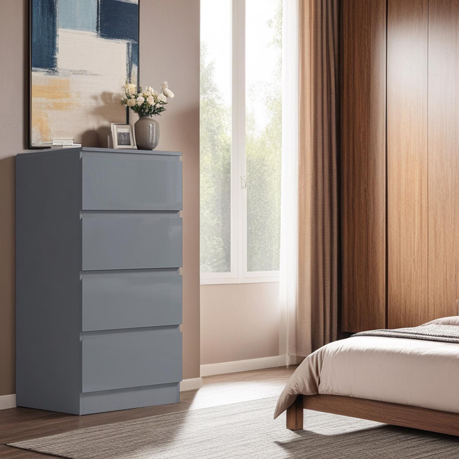 2 to 8 Drawer Chest of Drawers Modern Bedroom Furniture Grey Gloss - Picture 17 of 51