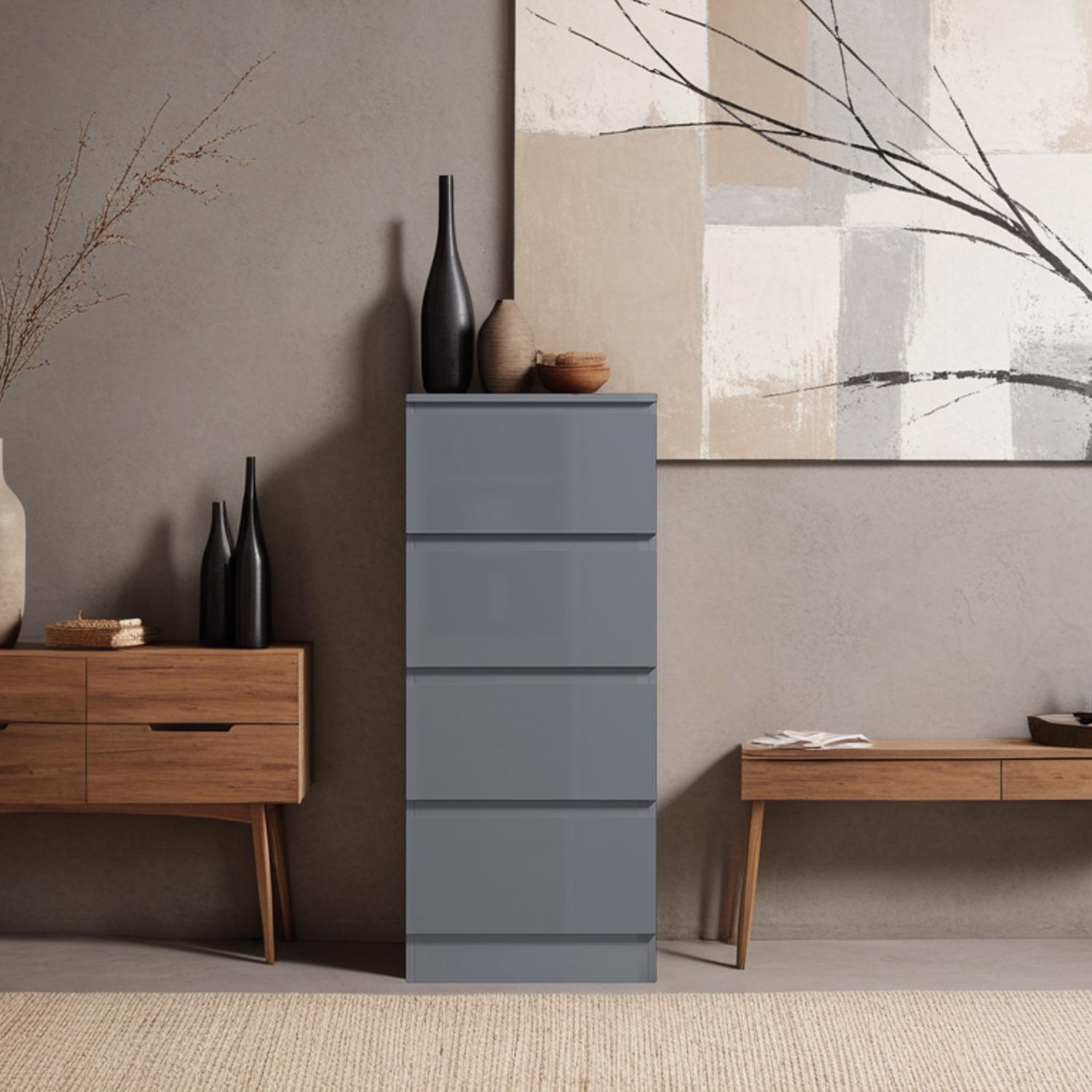 2 to 8 Drawer Chest of Drawers Modern Bedroom Furniture Grey Gloss - Picture 19 of 51