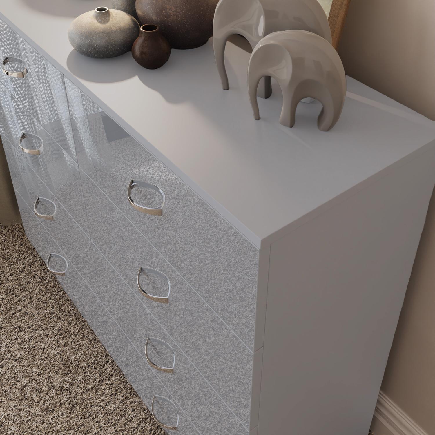 Grey High Gloss 2-8 Drawer Chest of Drawers Bedside Cabinet Matt Frame - Picture 41 of 47