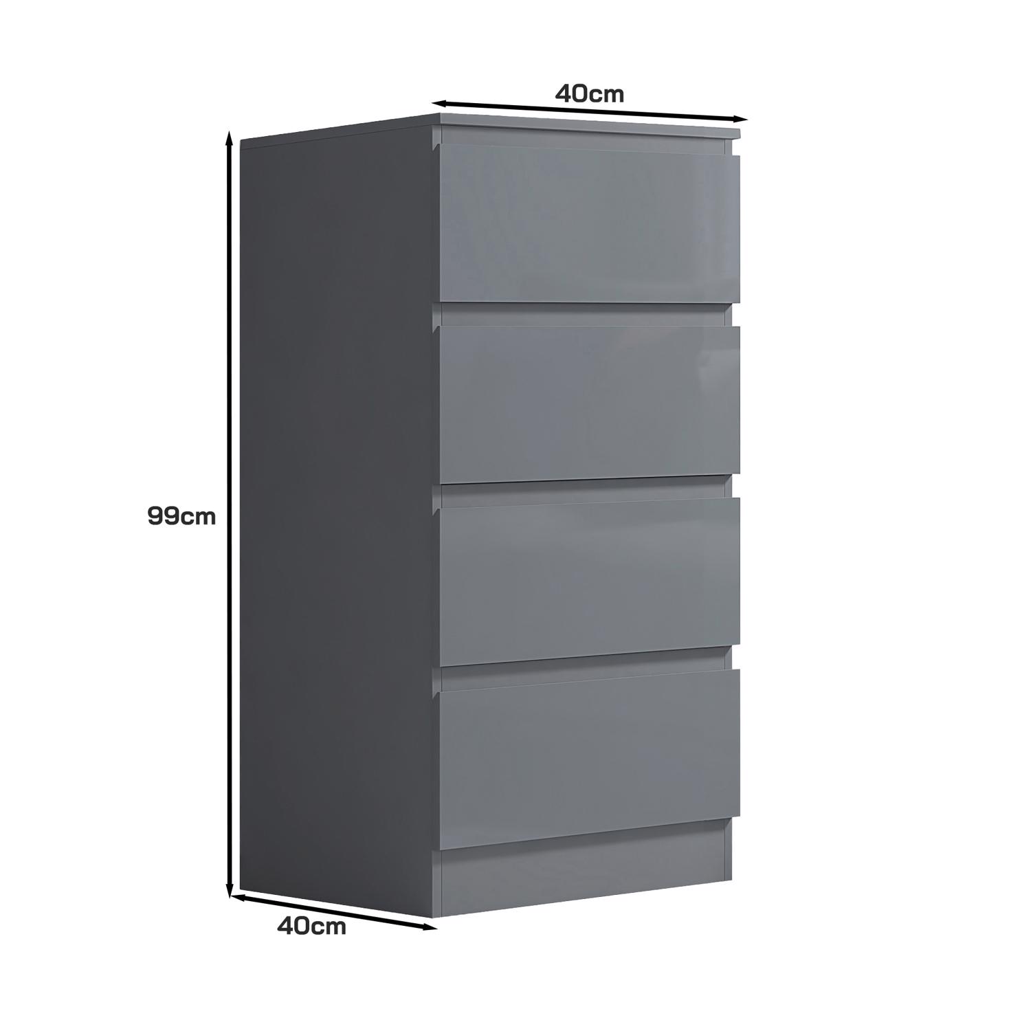 2 to 8 Drawer Chest of Drawers Modern Bedroom Furniture Grey Gloss - Picture 25 of 51