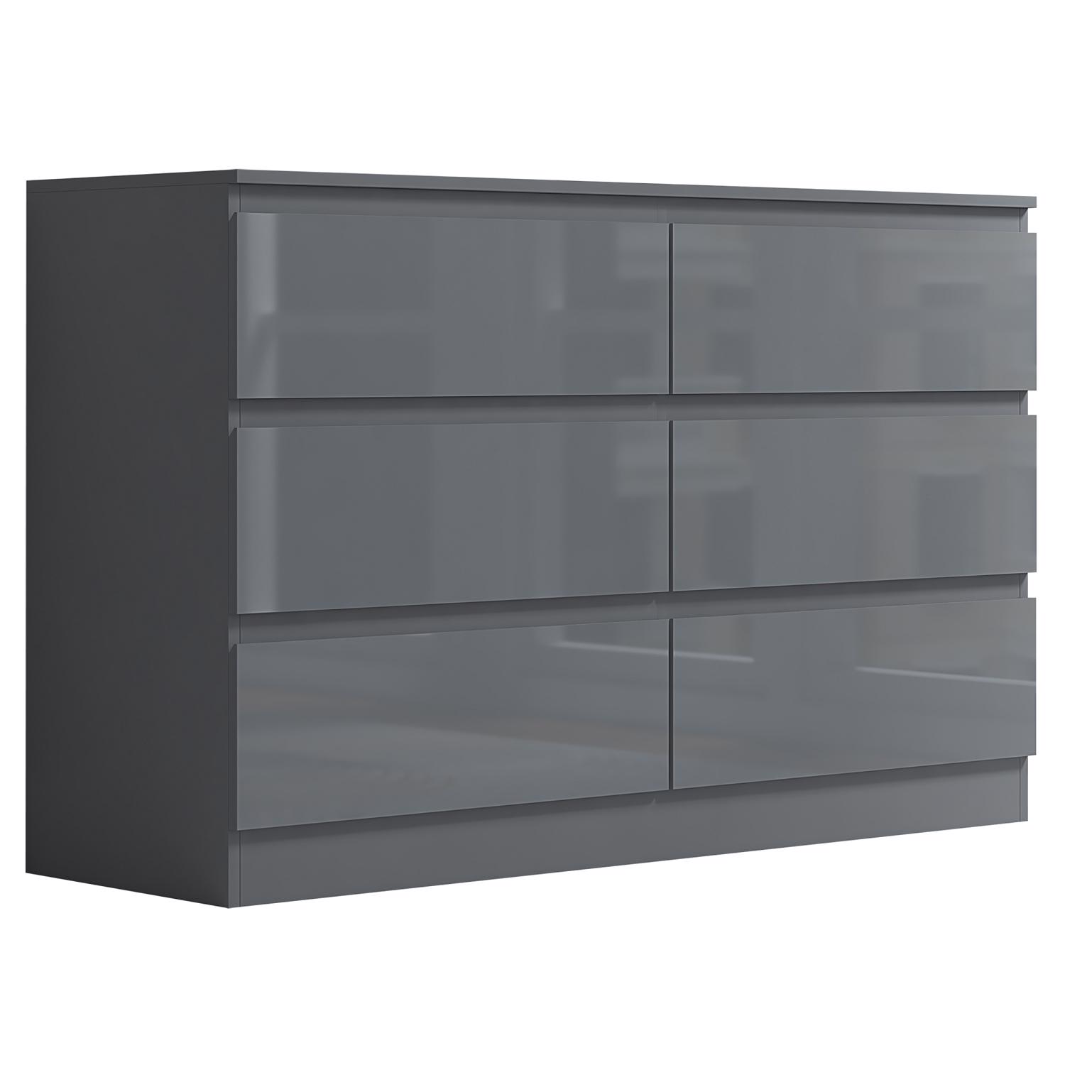 2 to 8 Drawer Chest of Drawers Modern Bedroom Furniture Grey Gloss - Picture 32 of 51