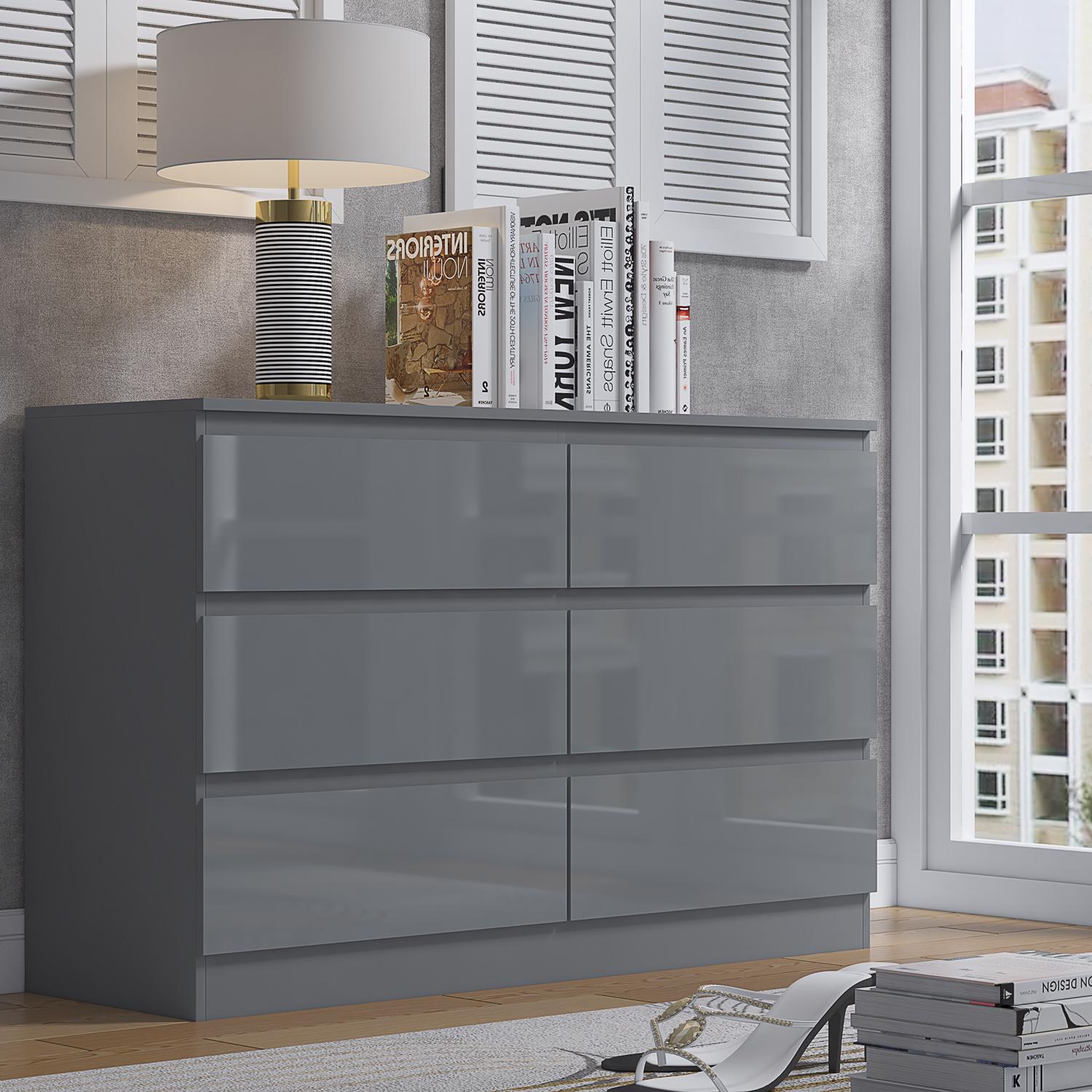 2 to 8 Drawer Chest of Drawers Modern Bedroom Furniture Grey Gloss - Picture 26 of 51