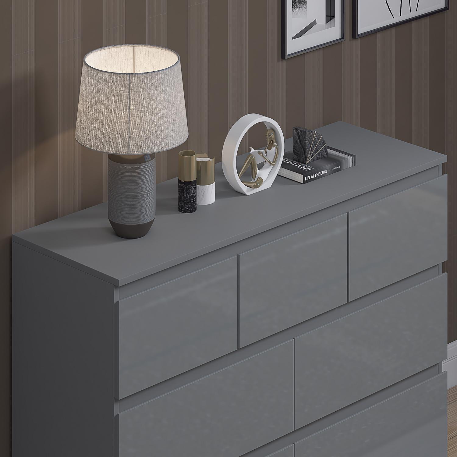 2 to 8 Drawer Chest of Drawers Modern Bedroom Furniture Grey Gloss - Picture 39 of 51