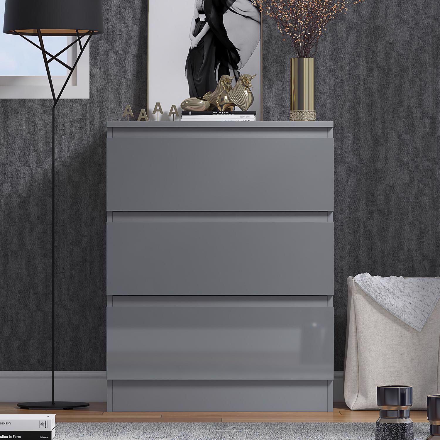 2 to 8 Drawer Chest of Drawers Modern Bedroom Furniture Grey Gloss - Picture 12 of 51