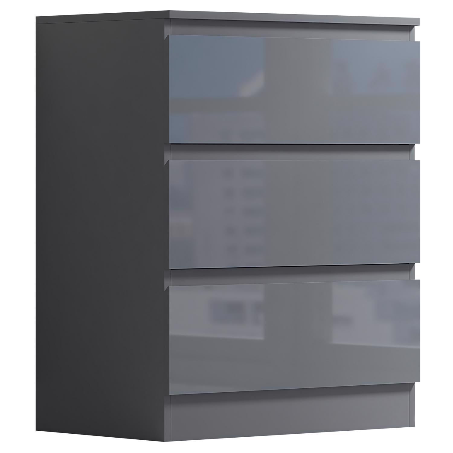 2 to 8 Drawer Chest of Drawers Modern Bedroom Furniture Grey Gloss - Picture 15 of 51