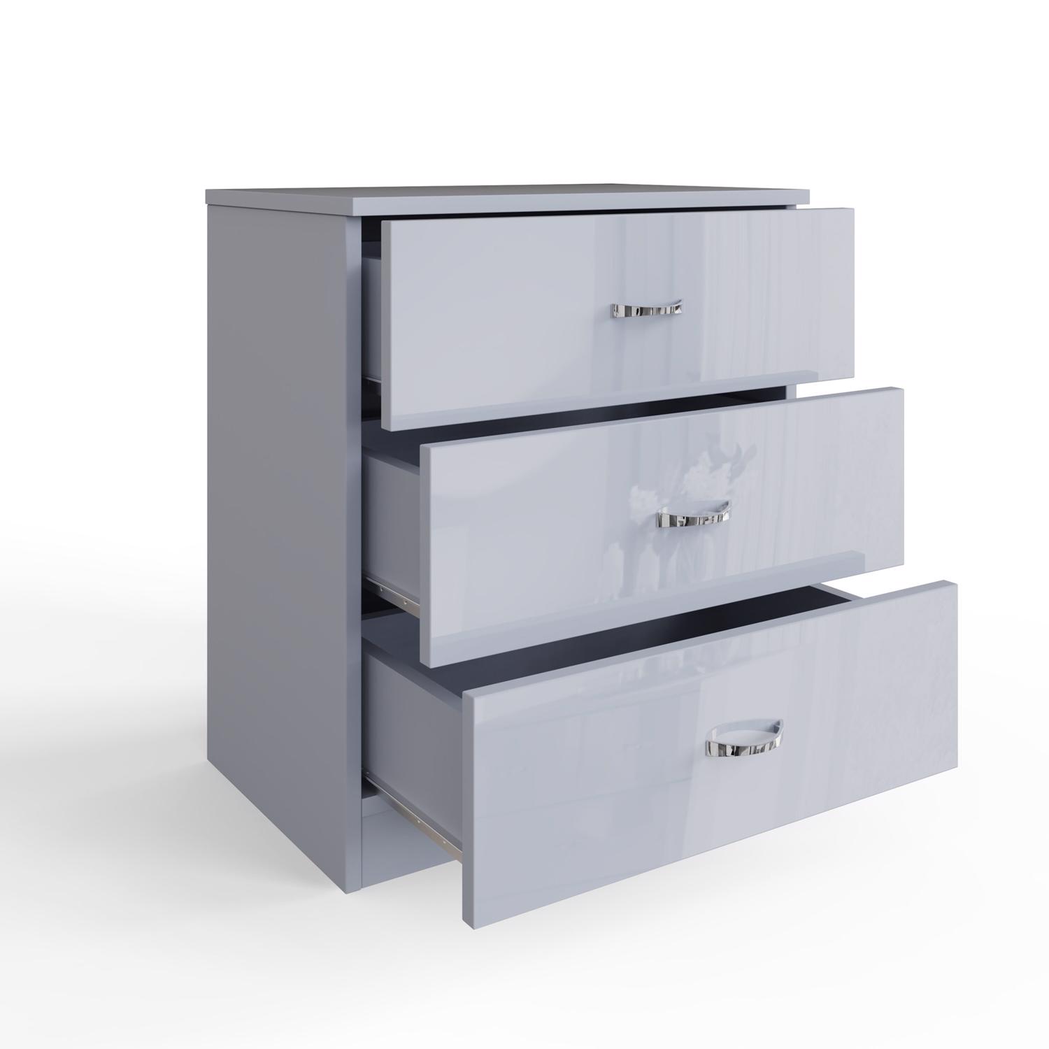 Grey High Gloss 2-8 Drawer Chest of Drawers Bedside Cabinet Matt Frame - Picture 16 of 47