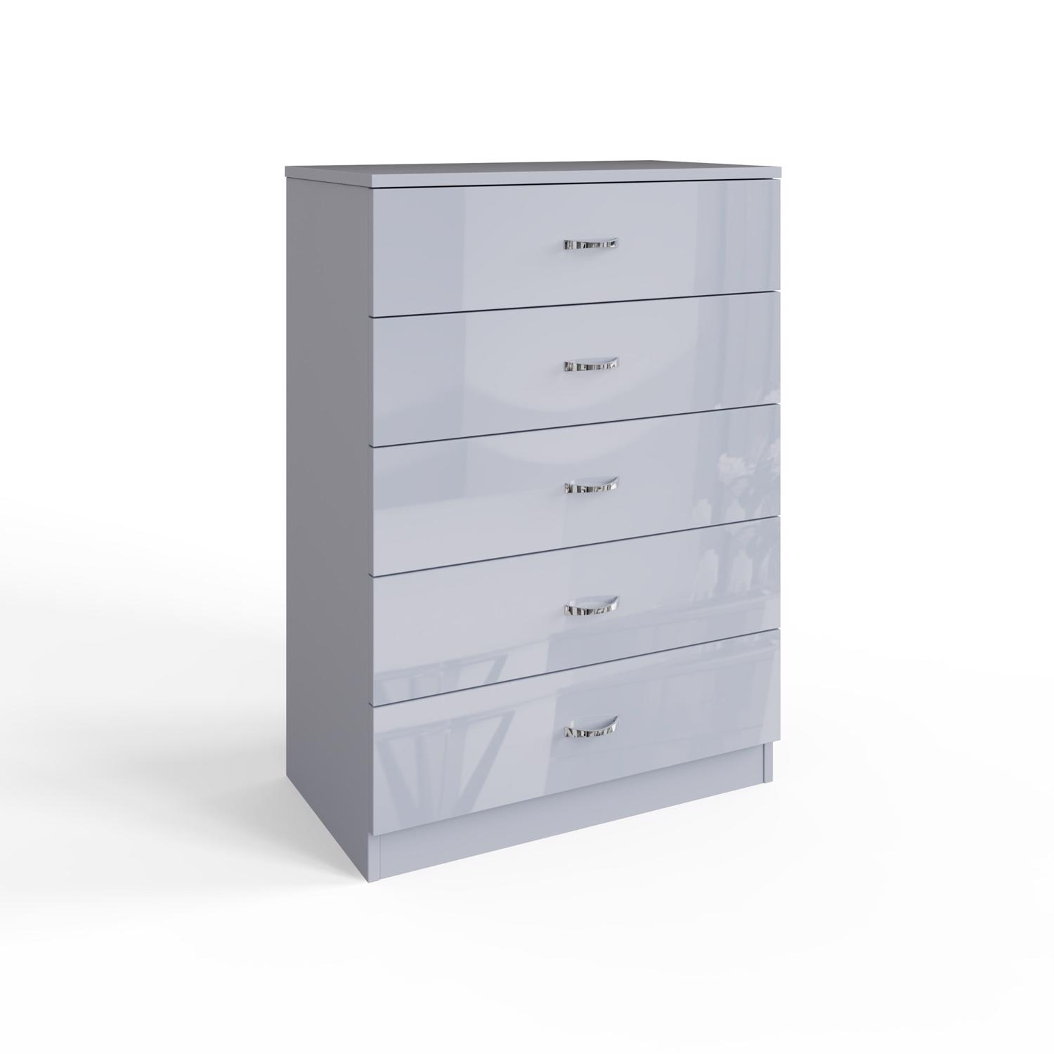 Grey High Gloss 2-8 Drawer Chest of Drawers Bedside Cabinet Matt Frame - Picture 23 of 47
