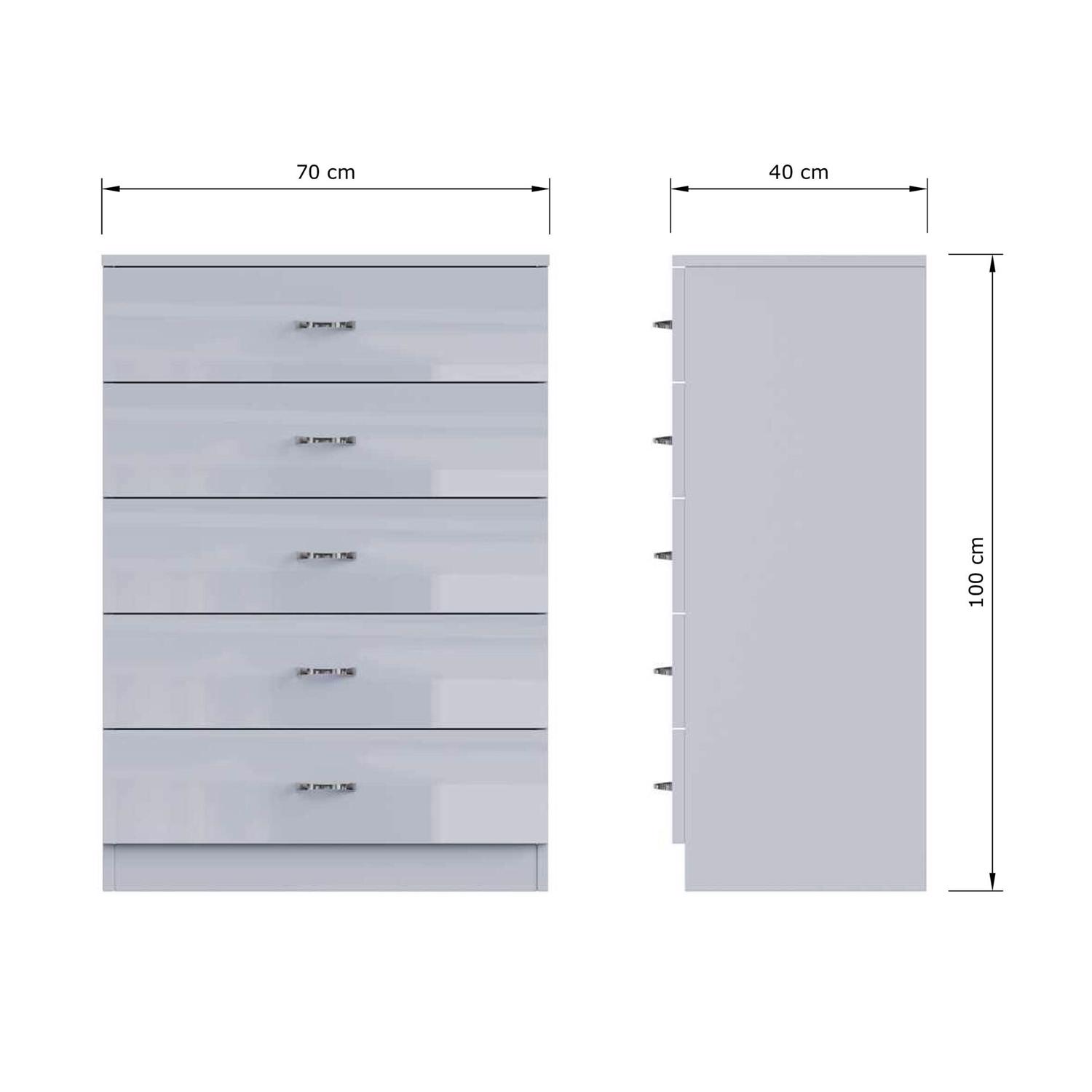 Grey High Gloss 2-8 Drawer Chest of Drawers Bedside Cabinet Matt Frame - Picture 29 of 47