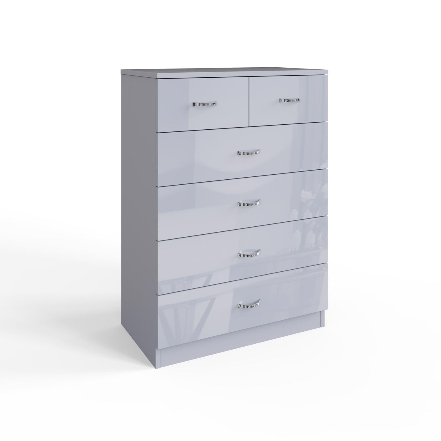 Grey High Gloss 2-8 Drawer Chest of Drawers Bedside Cabinet Matt Frame - Picture 33 of 47
