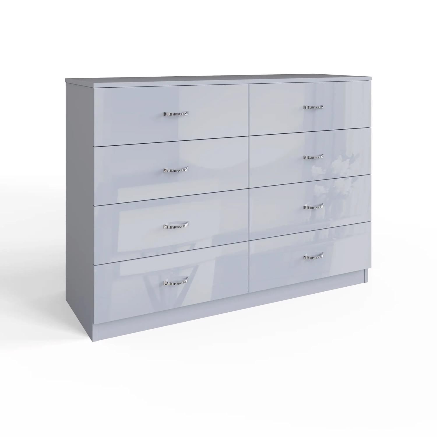 Grey High Gloss 2-8 Drawer Chest of Drawers Bedside Cabinet Matt Frame - Picture 42 of 47