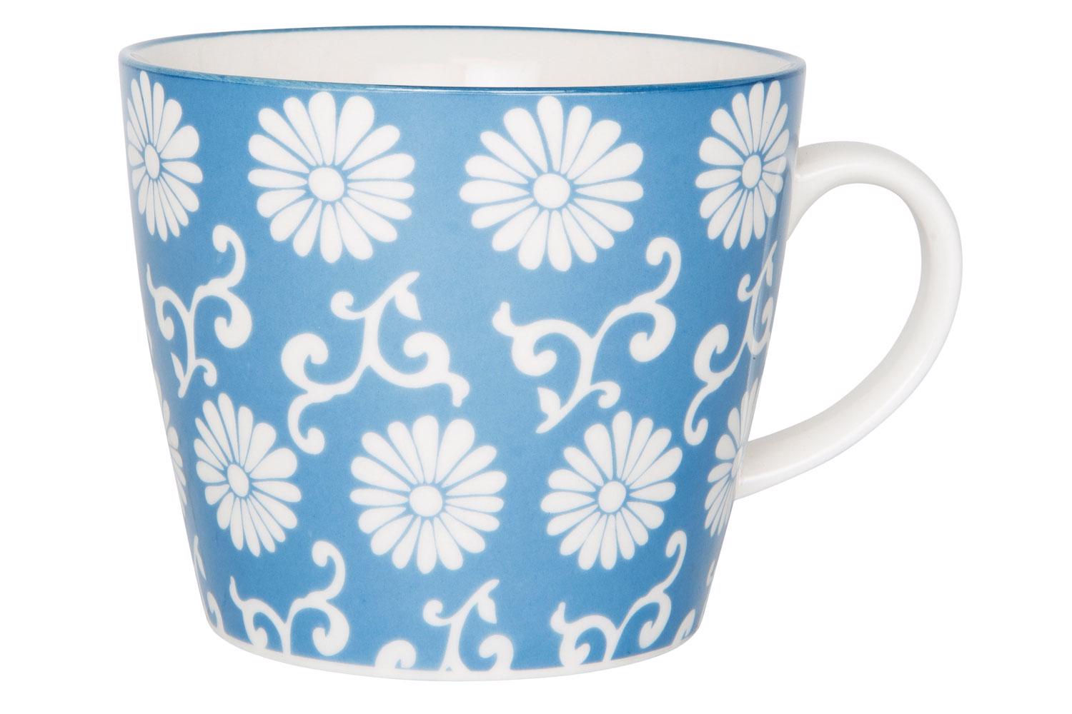 Dusty Blue Floral Patterned Mug - No longer current