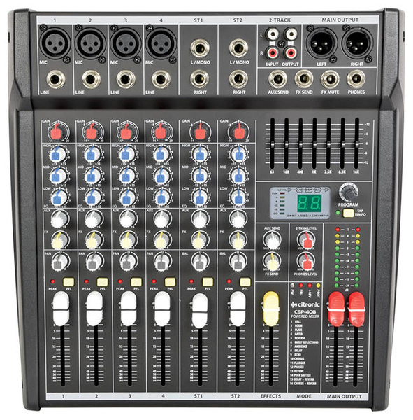 4 Channel Powered Mixer 2 x 200W With Mic & Music Inputs
