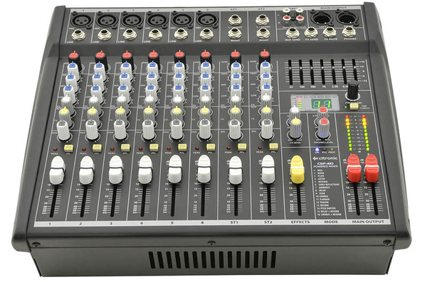 6 Channel Powered Mixer 2 x 200W With Mic & Music Channels