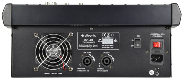 6 Channel Powered Mixer 2 x 200W With Mic & Music Channels