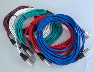 Pack of 5 XLR Microphone Cables 6m – Soft Flexible Leads Rewireable Five Colours