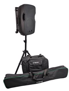 Powered Speaker 12 Battery or Mains, Bluetooth, Wireless Mic + Stand & Bags