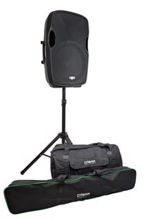 Powered Speaker 15 Battery or Mains Bluetooth, Wireless Mic + Stand & Bags