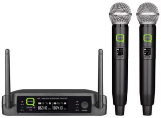 UHF Dual Wireless Microphone System 2 Handheld Mics Selectable Frequency Cordless