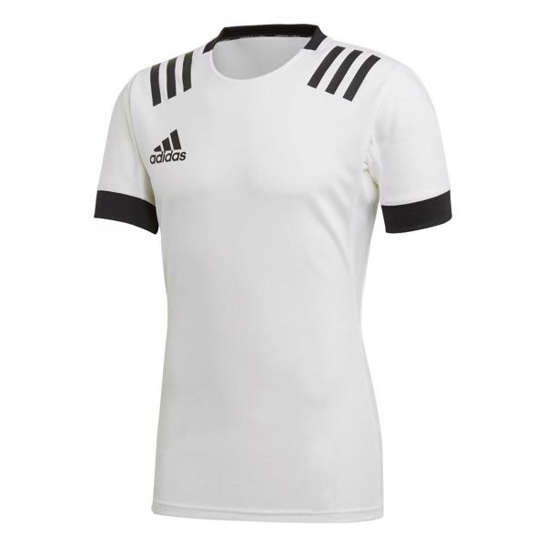 adidas 3 Stripe Fitted Rugby Jersey WHITE/BLACK - RUGBY CLOTHING