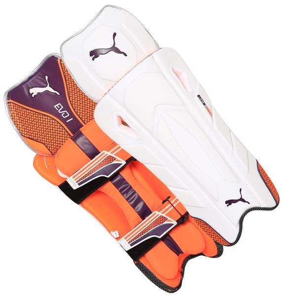 Puma EVO 1 ORANGE WK Pads CRICKET WICKET KEEPING EQUIPMENT