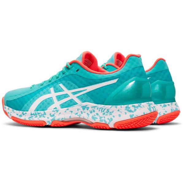 asics gel netburner super ff flash coral netball trainers