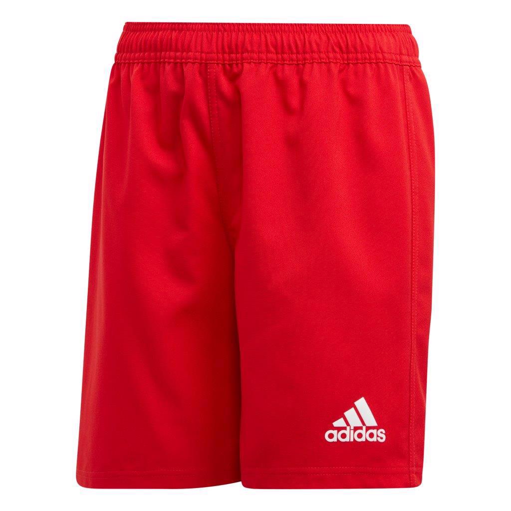 adidas 3 Stripe Rugby Shorts JUNIOR, RED/WHITE