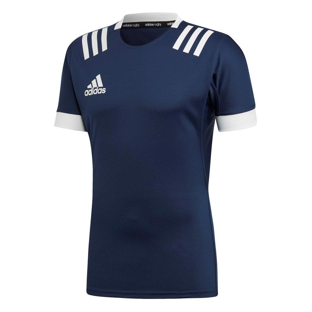 adidas 3 Stripe Fitted Rugby Jersey NAVY/WHITE - RUGBY CLOTHING