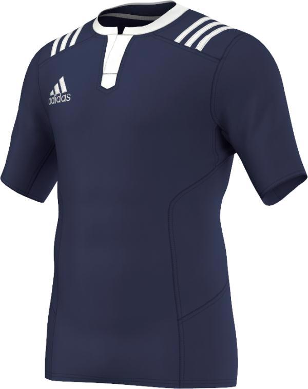 adidas 3 Stripes Fitted Rugby Jersey NAVY, 