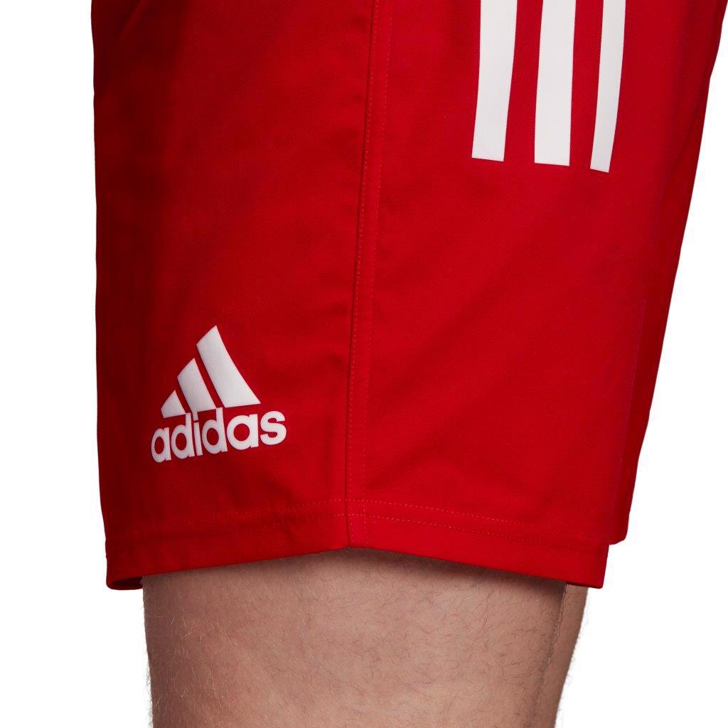 adidas 3 Stripe Rugby Shorts RED/WHITE - RUGBY CLOTHING