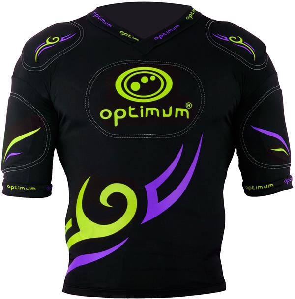 Optimum Tribal Five Pad Rugby Protection BLACK/GREEN/PURPLE