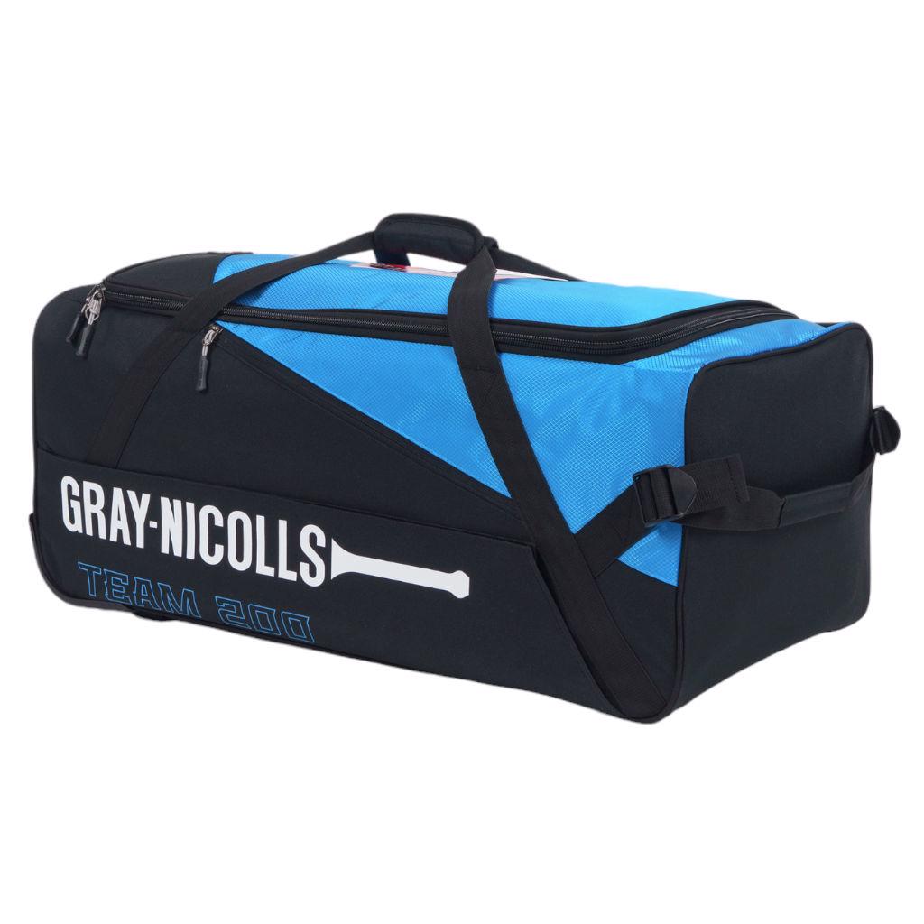 Gray Nicolls Team 200 Wheelie Bag JUNIOR BLACK/CYAN