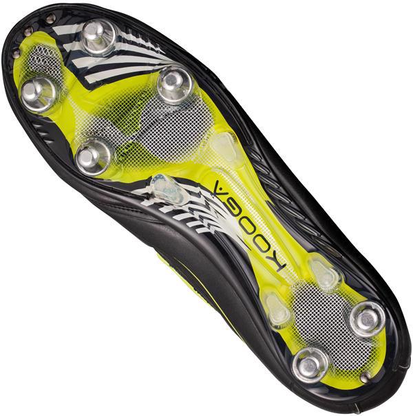 Kooga Stealth Hybrid LCST Rugby Boot BLACK/LIME CLEARANCE RUGBY BOOTS