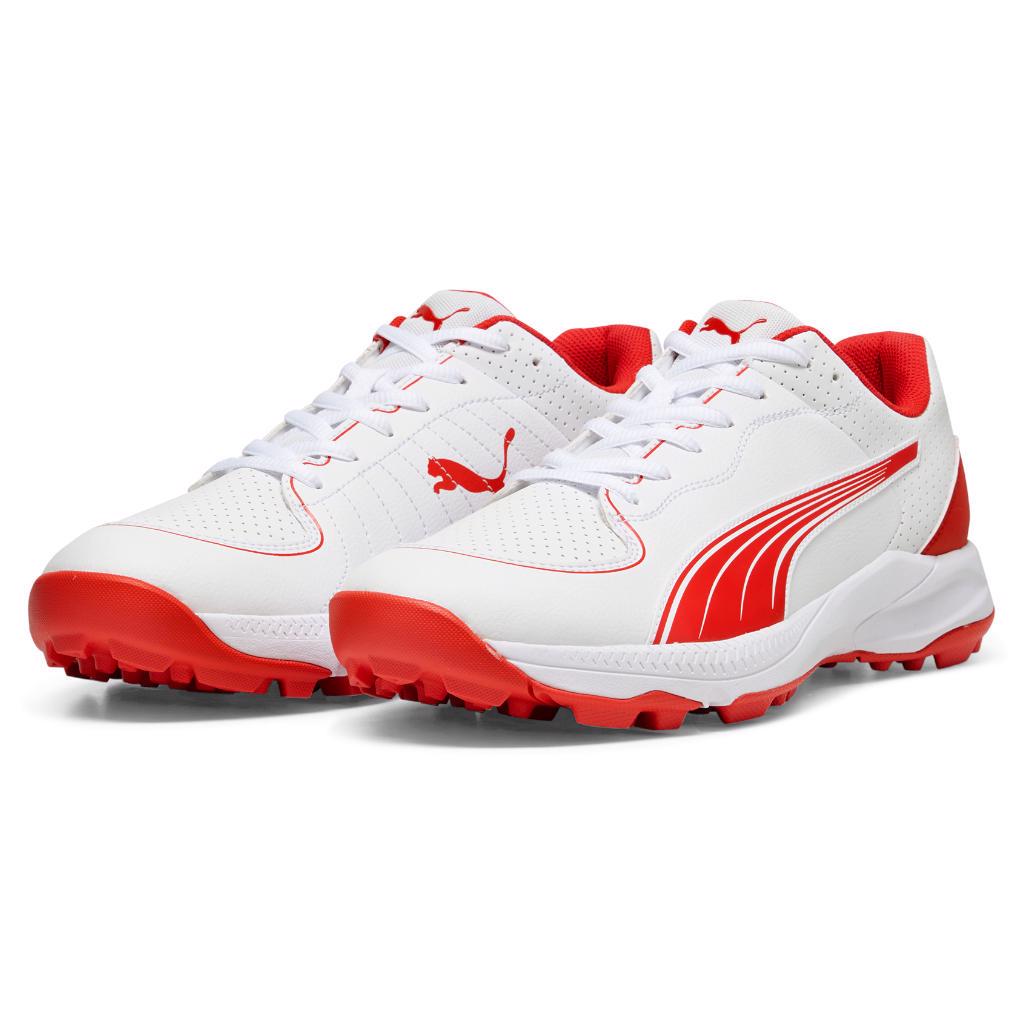 Puma 24 FH Rubber Cricket Shoes WHITE/RED