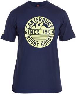 Canterbury Stamp Logo T-Shirt, NAVY/LIME 