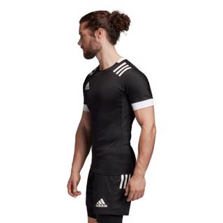 adidas 3 Stripe Fitted Rugby Jersey BL 