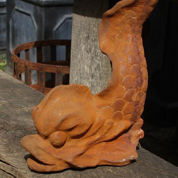 Cast Iron Curly Fish Statue - 360mm High