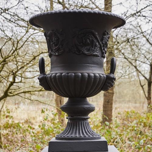 Black Cast iron Medici Urn & Plinth