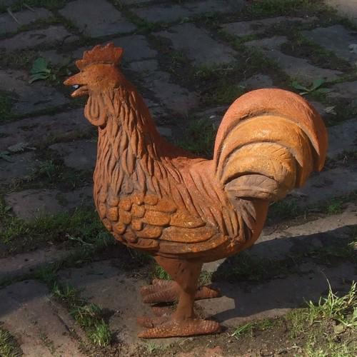 Cast Iron Chicken with Feet Statue - 250mm High