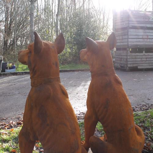 Cast Iron Welcome Dogs Statue - 1060mm High