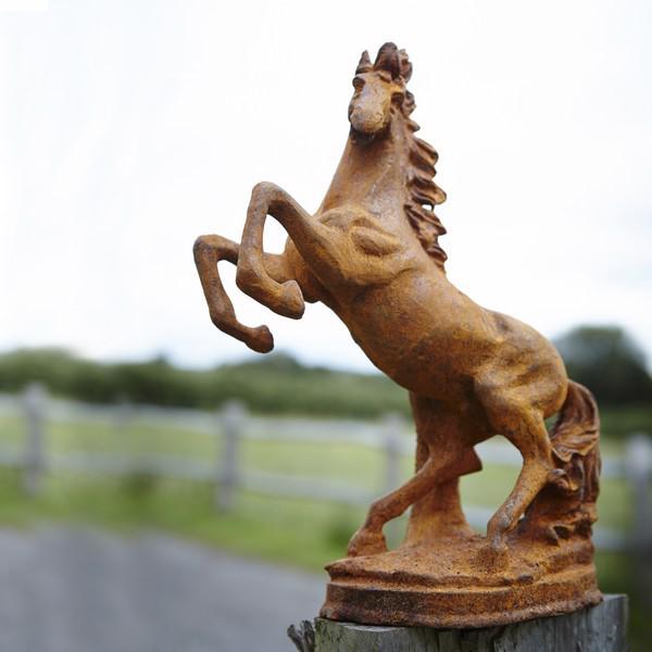 Cast Iron Leaping Stallion Statue