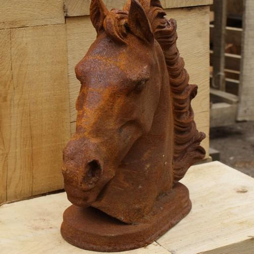 Cast Iron Cantering Horse Bust Statue