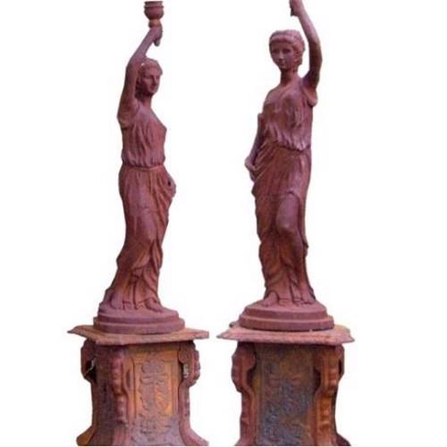 Cast Iron Lantern Ladies -Pair  Statue - 1900mm High - Pair