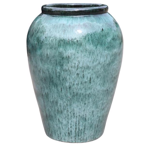 Glazed Ceramic Ishim Vase - Falling Green