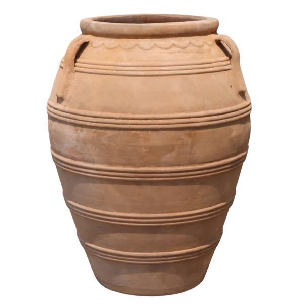 Glazed Ceramic 5-Banded   Jar - Antique Terracotta   -560mm Ø x 730mm H