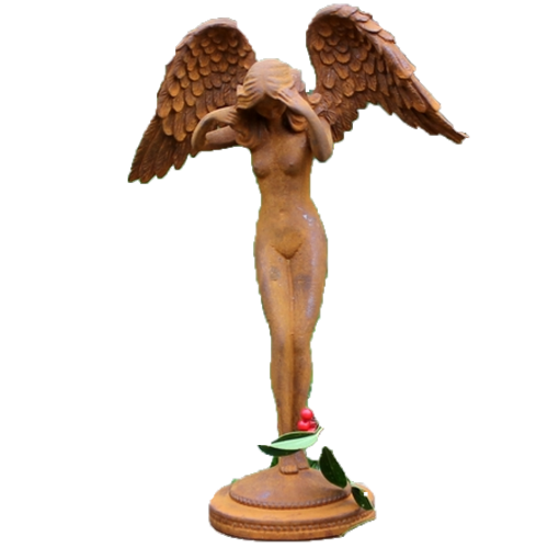 Cast Iron Winged Goddess Statue - 370mm High