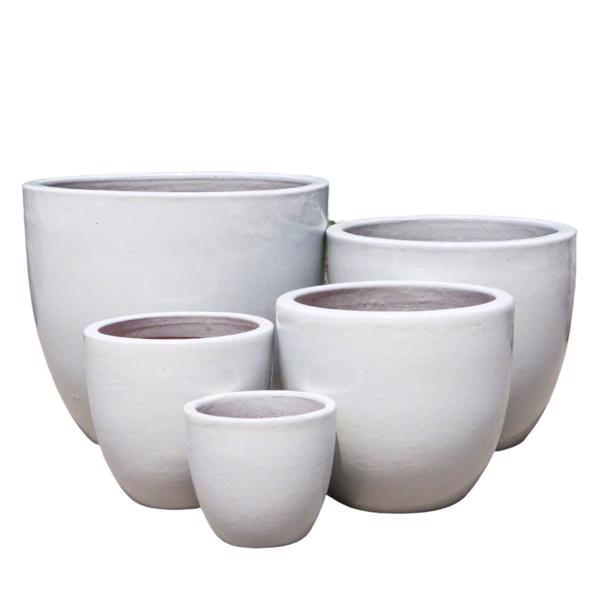 Glazed Ceramic Classic Egg Pot - White