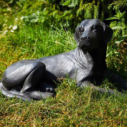 Cast Iron Lying Labrador Statue
