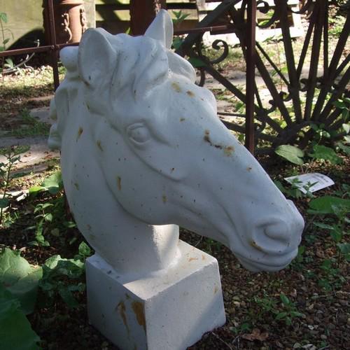 Cast Iron Horse Head on Plinth Statue