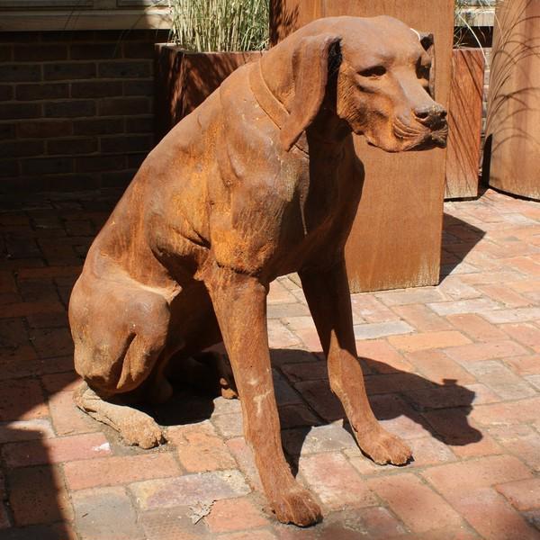Cast Iron Sitting Rhodesian Ridgeback Statue - 1000mm High